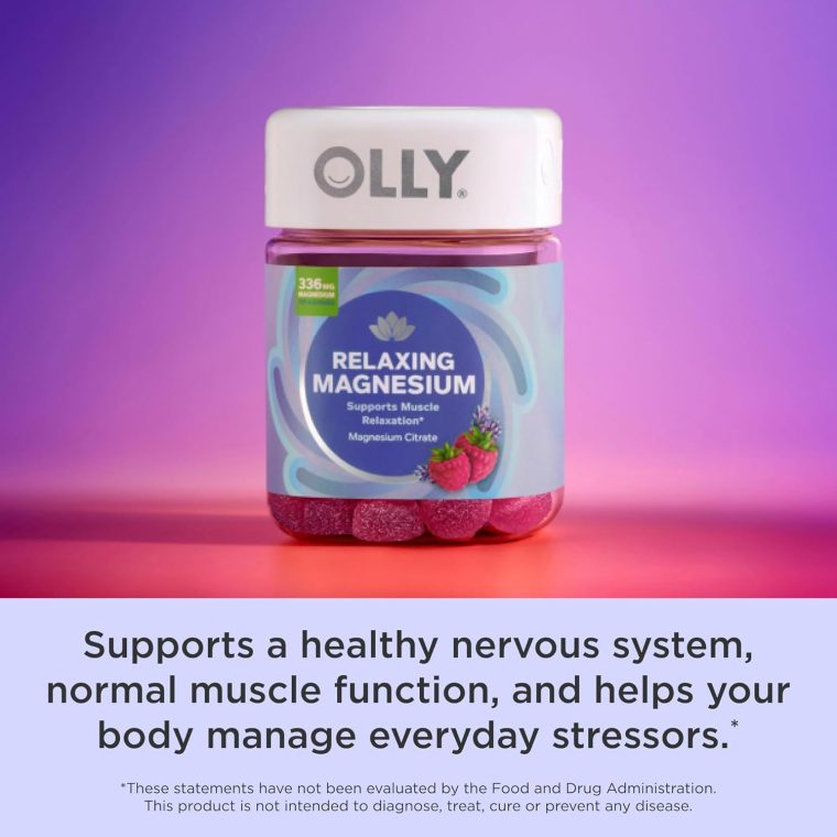 OLLY Relaxing Magnesium Gummies, Supports Muscle Relaxation*, Magnesium Citrate, Raspberry Lavender Flavor, 15 Day Supply - 60 Count - Image 6