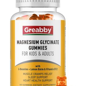 Magnesium Glycinate Gummies for Kids & Adults - Magnesium Glycinate 300mg Chewable Supplement - Promotes Sleep, Muscle, Relaxation (60Count)
