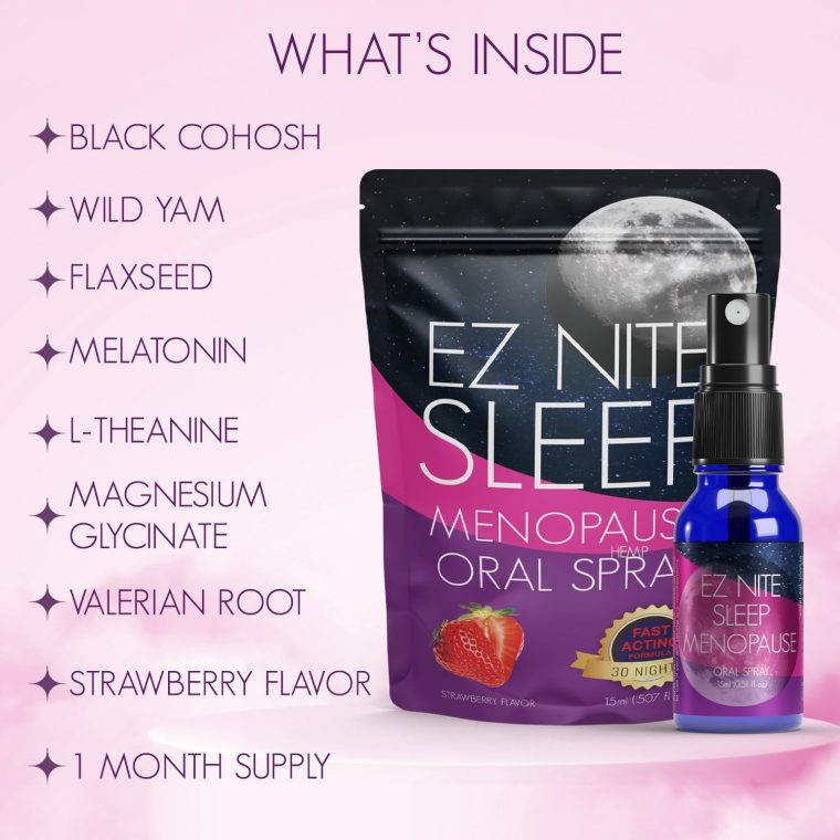EZ Nite Sleep Menopause Oral Spray – Fast-Acting Menopause Symptom Relief with Black Cohosh, Wild Yam, Flaxseed, Melatonin, Valerian Root - 1 Month Supply - Image 4
