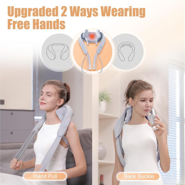 Electric Shiatsu Back and Neck Massager, Cordless Shoulder Massager with Heat, Deep Tissue 3D Kneading Massage Pillow for Shoulder, Leg, Body Muscle Pain Relief, Gifts for Men Women - Image 2