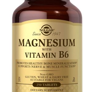 Solgar Magnesium with Vitamin B6, 250 Tablets - Promote Healthy Bone Mineralization, Support Nerve & Muscle Function, Energy Metabolism - Non-GMO, Vegan, Gluten Free, Dairy Free, Kosher - 83 Servings