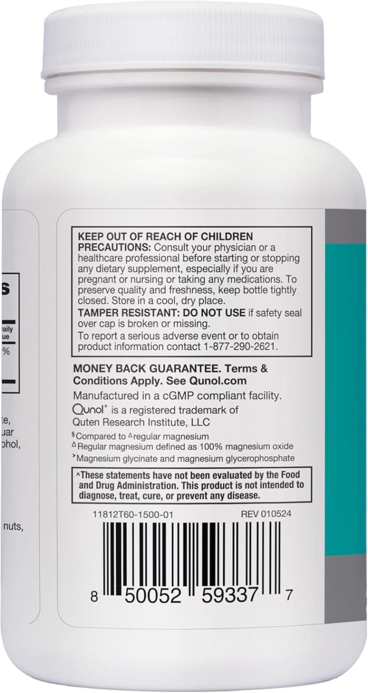 Qunol Magnesium Glycinate Complex, Gentle on Stomach, 250mg One Pill Dose, Superior-Absorption Magnesium, Nerve, Bone and Muscle Health Supplement, 60 Count (Pack of 1) - Image 11