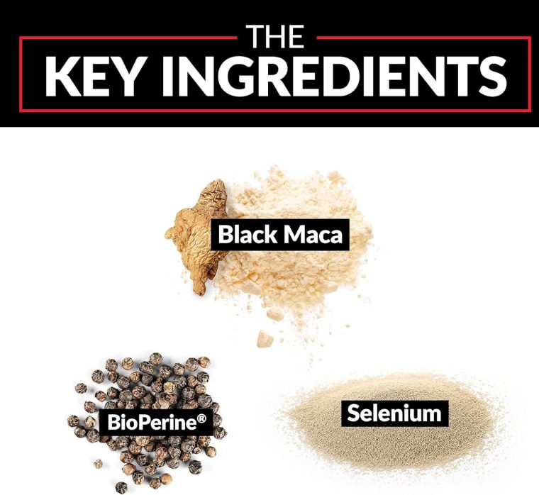 Force Factor Black Maca Root Vitality Supplement for Men with Superior Absorption and Power, Natural Maca Negra Extract, Fundamentals Series, 1000mg, 60 Capsules (Pack of 3) - Image 4