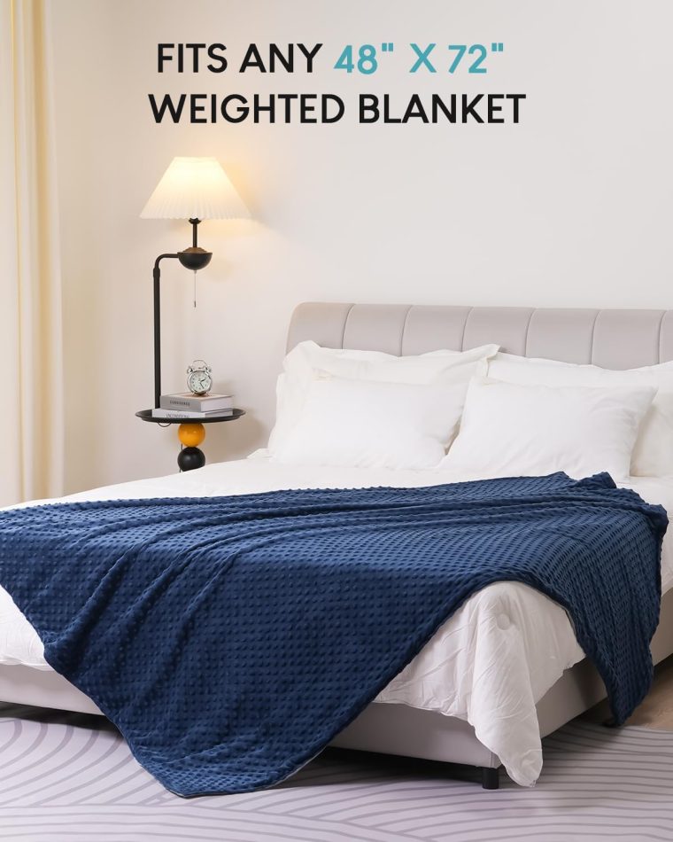 Cover for Weighted Blanket 48x72, Removable Minky Dot Cover for Heavy Blankets, Double-Sided Soft Crystal Velvet Machine Washable Cover, Zipper on Long Side, Double-Sided Printing - Image 6