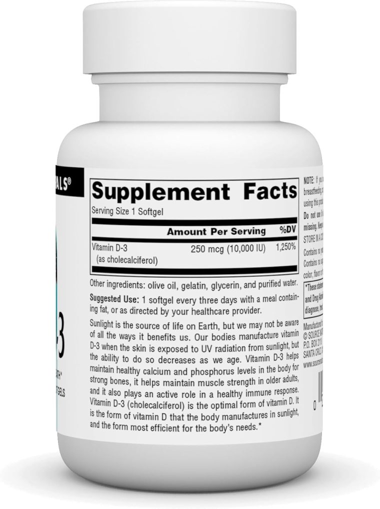 Source Naturals Vitamin D-3, Supports Bone & Immune Health*, 250 mcg (10,000 IU) - 60 Softgels - Image 2