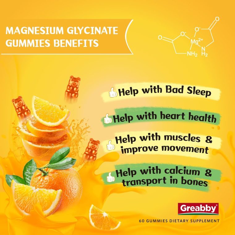 Magnesium Glycinate Gummies for Kids & Adults - Magnesium Glycinate 300mg Chewable Supplement - Promotes Sleep, Muscle, Relaxation (60Count) - Image 2