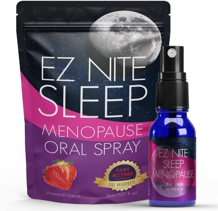 EZ Nite Sleep Menopause Oral Spray – Fast-Acting Menopause Symptom Relief with Black Cohosh, Wild Yam, Flaxseed, Melatonin, Valerian Root - 1 Month Supply