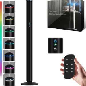 Waterless Scent Diffuser Starter Kit - 2000 Sq Ft Coverage, Luxury Hotel Scent Diffuser, Diffusers for Essential Oils Large Room, Included 5 Scent Oils, Remote Control, Black, 40In