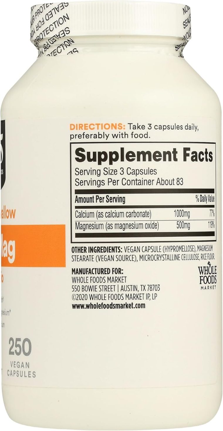 365 by Whole Foods Market, Cal-Mag 2:1 Ratio, Easy-to-Swallow Vegan Capsules, 250 Count - Image 6