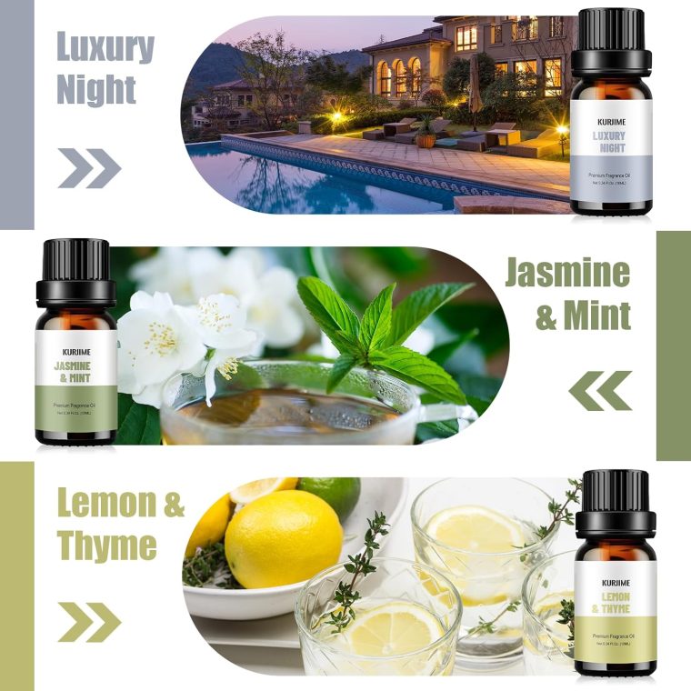 Fragrance Oils, Hotel Collection Diffuser Oil, Luxury Hotel Essential Oil Set for Diffuser, Soap & Candle Making Scents - Luxury Night, Jasmine & Mint, Lemon & Thyme, White Tea, Floral Citrus, My Way - Image 2