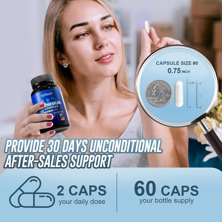 Glycinate Supplement, Magnesium 7 Complex Advanced with Citrate Malate Chelate Taurate Orotate Aspartate, Capsules with Zinc, Vitamin D3 & B6 for Sleep, Muscle Relief, 60 Capsules - Image 6