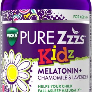 PURE Zzzs Kidz, Kids Melatonin Gummy, Sleep Aid, Low Amount of Melatonin for Kids, with Chamomile and Lavender, Melatonin 1 mg, Melatonin Gummies Kids, Berry Flavored, 72 Sleep Gummies