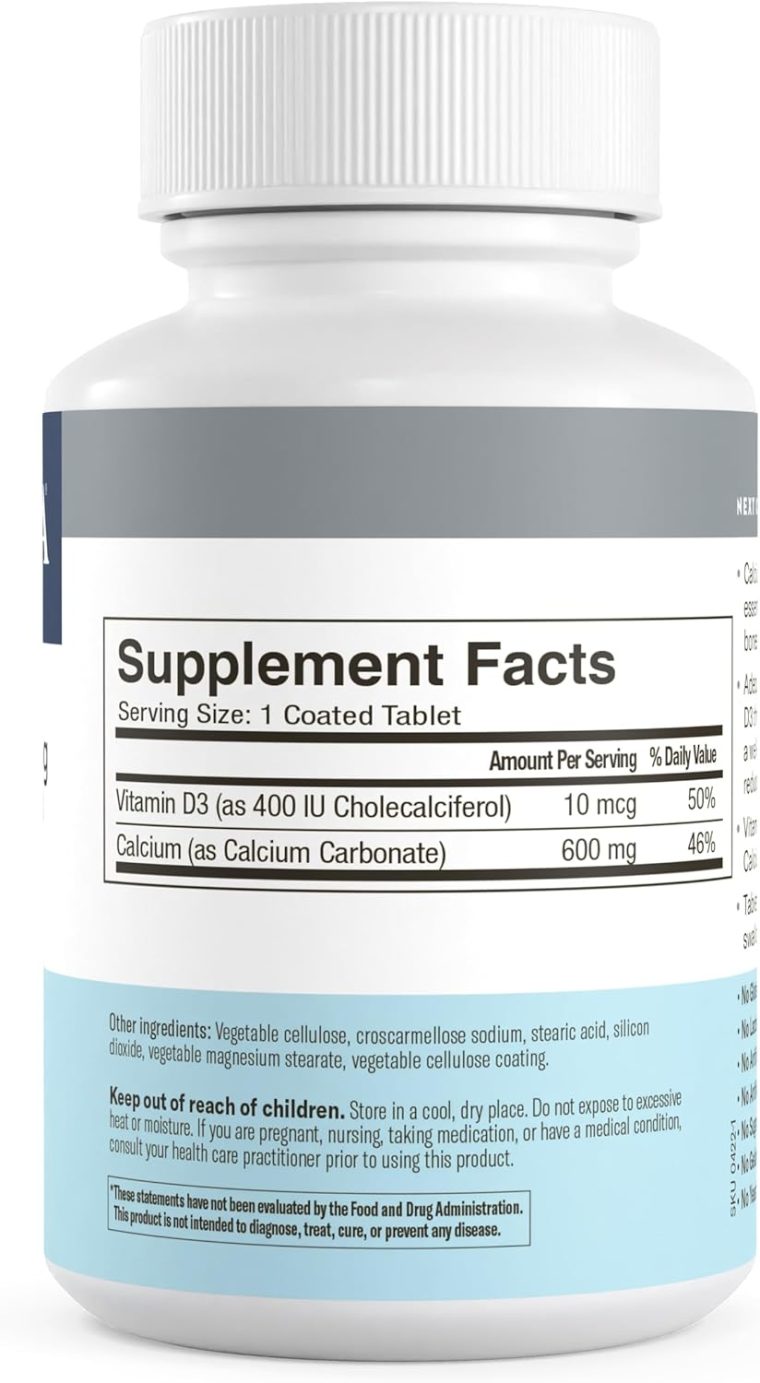 FREEDA Calcium 600 mg with Vitamin D3 400 IU – Essential Bone Support Supplement – Kosher, Gluten-Free, Easy-to-Swallow Coated Tablets for Women & Men (100 Ct) - Image 5