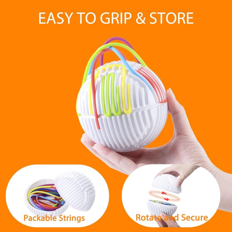 Sensory Fidget Toys, Sensory Activity Ball for Autism, ADHD, Calming, Stress, Anxiety Relief | Sensory Activity Board Travel Toys for Kids Toddlers 3+ with 16 Silicone Strings - Image 3