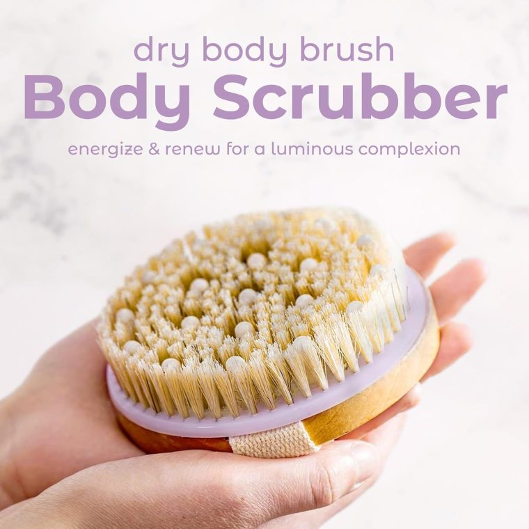 MainBasics Dry Brushing Body Brush for Lymphatic Drainage, Dry Skin, Cellulite, Blood Circulation with Exfoliating Natural Bristles and Massage Nodes for Flawless Skin - Image 2