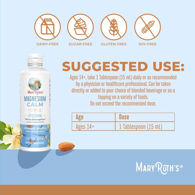 MaryRuth Organics Magnesium Liposomal| Magnesium Supplement | Magnesium Bisglycinate | Muscle & Bone Support | Mood Support Vitamin | Vegan | Non-GMO | Gluten Free | 15.22 Fl Oz | 30 Servings - Image 3