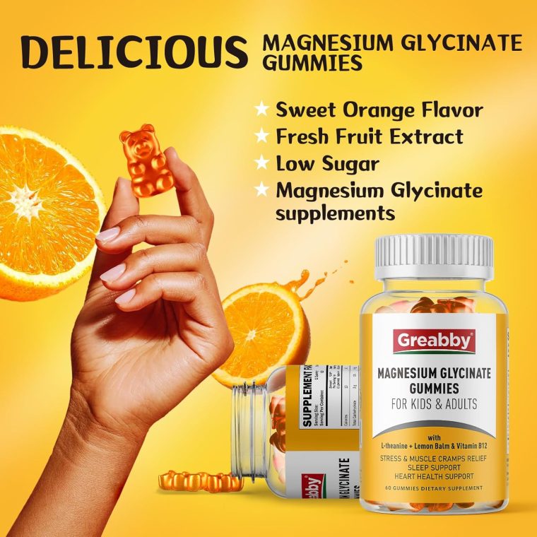 Magnesium Glycinate Gummies for Kids & Adults - Magnesium Glycinate 300mg Chewable Supplement - Promotes Sleep, Muscle, Relaxation (60Count) - Image 5