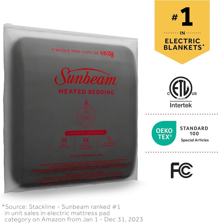 Sunbeam Electric Royal Luxe Microplush Heated Blanket 12 Heat Settings, 12-Hour Selectable Auto Shut-Off, Fast Heating, Warm and Cozy, Dark Cherry Color, Queen, 90" x 84" - Image 9