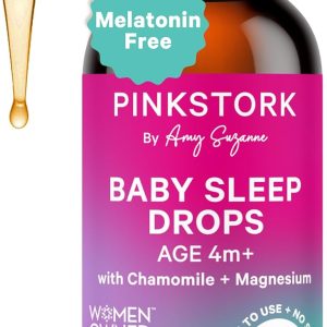 Pink Stork Baby Sleep Drops, Naturally Support Sleep Without Melatonin for Infants, Toddlers, and Kids, Aid Sleep with Chamomile and Magnesium, Baby Essentials for Bedtime, 1 oz, 30 Servings