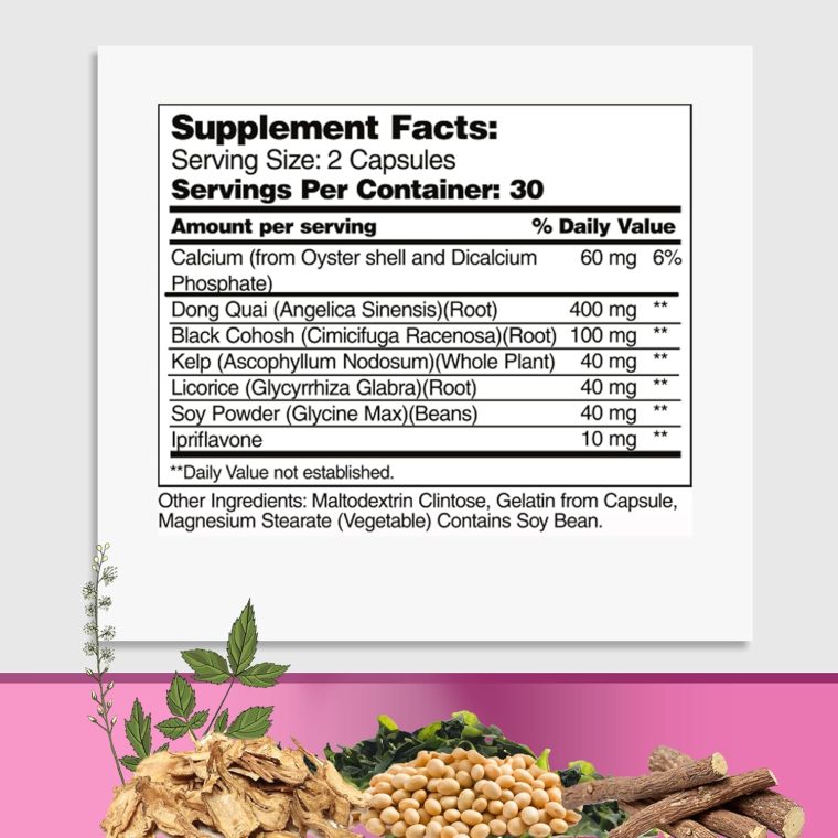 Menopause Supplements for Women - Perimenopause Supplements Women with Dong Quai & Black Cohosh for Menopause Hot Flashes - Menopause Support for Sleep Quality & Hormone Balance - 60 Caps - Image 4