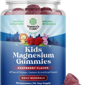 Kids Magnesium Gummies - Calm Relaxing Mg Citrate Supplement with Raspberry Flavor - Calm Magnesium Supplement for Nerve Health, Muscles & Healthy Heart Support - Mag Citrate Gummies, 90 Count Pack