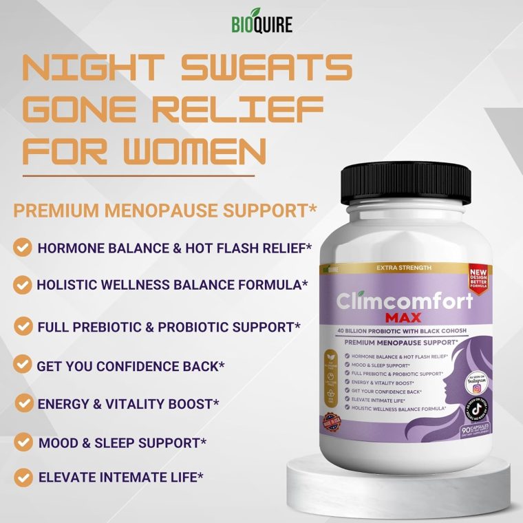 Climcomfort Max Menopause Support, 40 Billion Probiotic with Black Cohosh, 90 Capsules, Hormone Balance and Hot Flash Relief (1) - Image 5