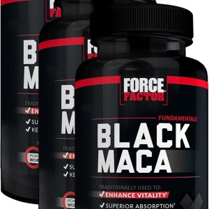 Force Factor Black Maca Root Vitality Supplement for Men with Superior Absorption and Power, Natural Maca Negra Extract, Fundamentals Series, 1000mg, 60 Capsules (Pack of 3)