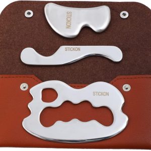 STICKON Stainless Steel Gua Sha Muscle Scraper Tools Set 3 in 1 Scraping Massage Tools for Physical Therapy, IASTM Tools Massage Scraper Kit, Soft Tissue Mobilization Tool (STICKON-38)