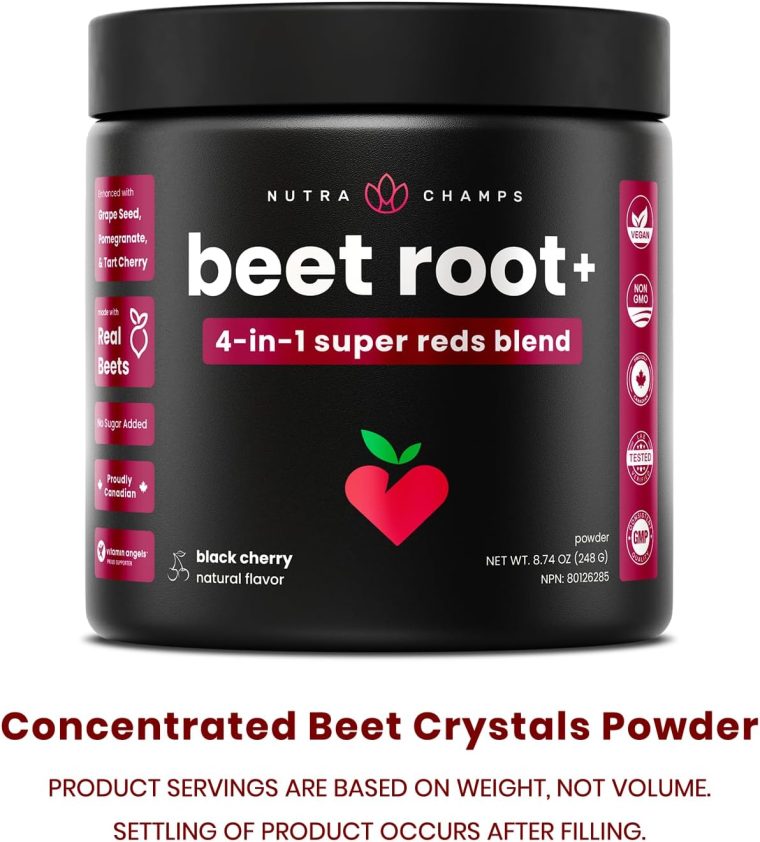 NutraChamps Beet Root Powder Circulation Supplement, Superfood Powder Nitric Oxide Supplement with Beetroot Juice, Super Reds Powder & Grape Seed Extract, No Sugar Beet Supplement - 8.74 Oz - Image 7