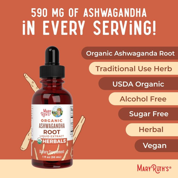 MaryRuth Organics Ashwagandha Root | USDA Organic Ashwagandha Liquid Drops | Stress Relief, Natural Calm, Relaxation and Mood Support Supplement | Adaptogenic | Nervine | Vegan | Non-GMO | 60 Servings - Image 7
