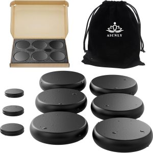 AICNLY 12 Pieces Hot Stone Massage Set-Professional Massage Tool for Spa, Cellulite Massage, Lymphatic Drainage, Relieve Tension and Muscle Pain, Basalt Rocks Premium Set
