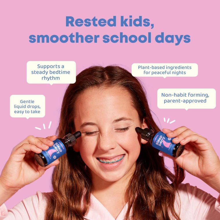 JoySpring Sleepberry Kids Melatonin 3 mg – Liquid Sleep Aid with L Theanine, High Absorption Berry Drops (2 fl oz) 60 Servings, Children's Melatonin with Vitamin D Kids Travel Essentials - Image 2