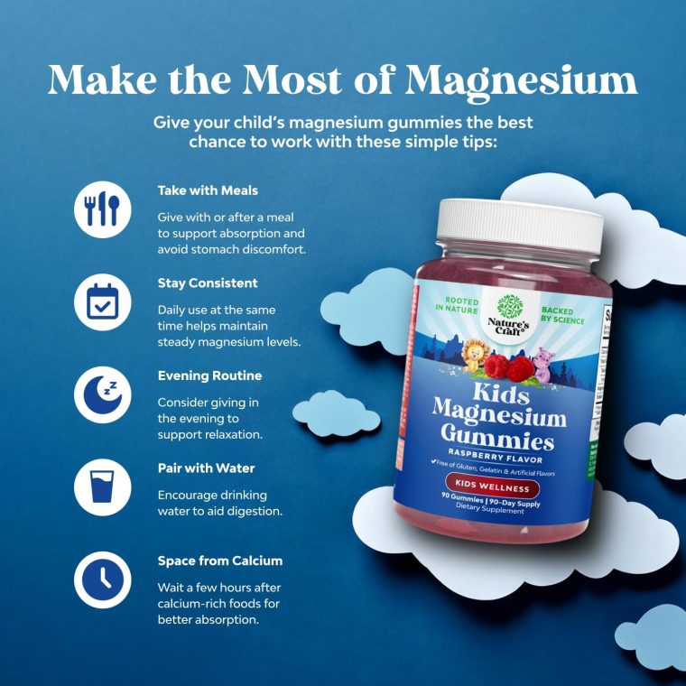 Kids Magnesium Gummies - Calm Relaxing Mg Citrate Supplement with Raspberry Flavor - Calm Magnesium Supplement for Nerve Health, Muscles & Healthy Heart Support - Mag Citrate Gummies, 90 Count Pack - Image 5