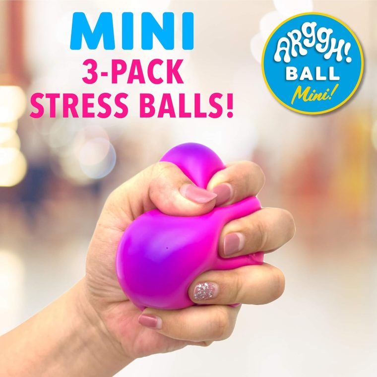 Power Your Fun Arggh Mini Stress Balls for Adults and Kids - 3pk Squishy Stress Balls, Color Changing Resistance Fidget Toys, Sensory Stress Relief Squeeze Toys Squishy Toy (Yellow, Pink, Blue) - Image 2