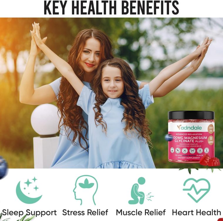 90 CT Magnesium Glycinate Gummies 400 mg/Serv with Ashwagandha, Magnesium Malate & Taurate, Sugar Free Chews for Adults & Kids Relaxation, Stress Relief, Night Rest, Muscle & Cardio Support - Image 8