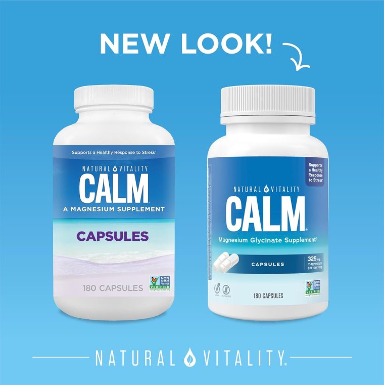 Natural Vitality Calm, Magnesium Glycinate Supports Bone, Muscle, Heart, & Nerve Health, Non-GMO, Vegan, Gluten Free 180ct - Image 7