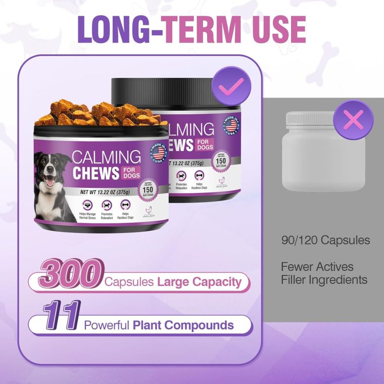 Hemp Calming Chews for Dogs 300 Calming Dog Anxiety and Stress Relief Treats Calm Bites Hemp Oil Sedative for Puppy Sleep Aid Melatonin Fireworks Noise, Thunder, Barking, Vet Visit (Chicken Flavor) - Image 5