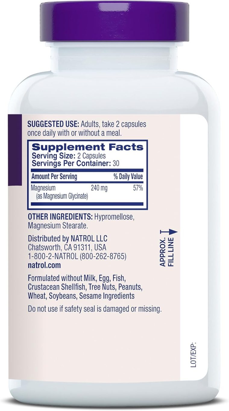 Natrol Magnesium Glycinate Supplements 240 mg - High Absorption - Calm Magnesium Glycinate for Sleep - 60 Capsules, 30 Day Supply - Image 9