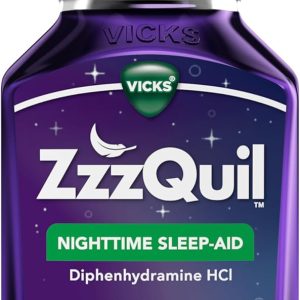 ZzzQuil, Nighttime Sleep Aid Liquid, 50 mg Diphenhydramine HCl, No.1 Sleep Aid Brand, Fall Asleep Fast, Non-Habit Forming, Warming Berry Flavor, 6 FL OZ