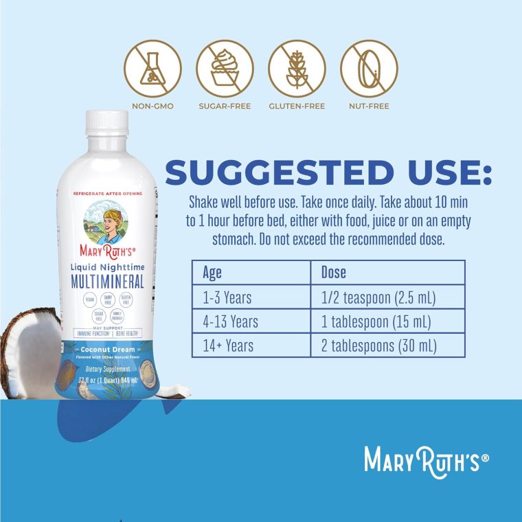MaryRuth Organics Liquid Nighttime Multimineral | No Melatonin | Bedtime Routine | Magnesium Citrate | Calcium | Zinc | Vitamin D3| Available in 4 Flavors - Vegan | Sugar Free | Gluten Free | 32 Oz - Image 3