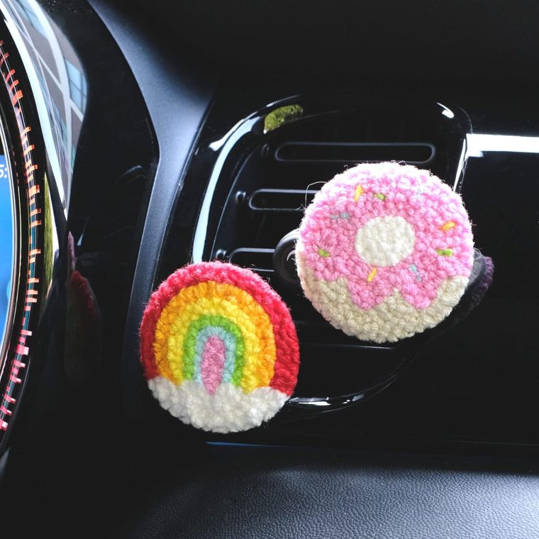 HAND U JOURNEY Car Vent Clip Embroidery Punch Needle Kit - DIY Needlework Set for Creative Car Decor with Aromatherapy Pads and Plastic Stand - Image 5