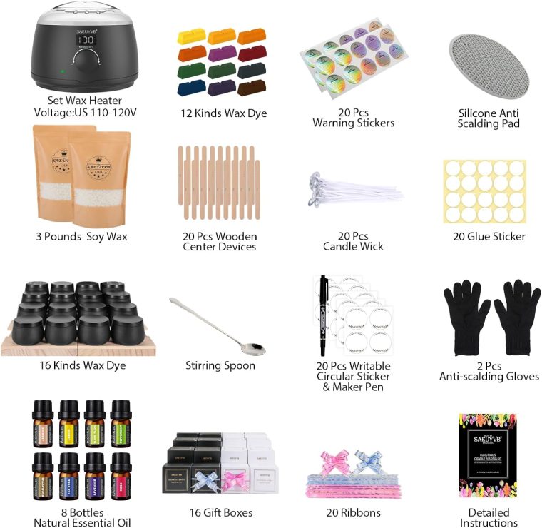 SAEUYVB Candle Making Kit for Adults with Hot Plate, DIY Starter Soy Candle Making Supplies/Kit - Perfect as Home Decorations（Black） - Image 2