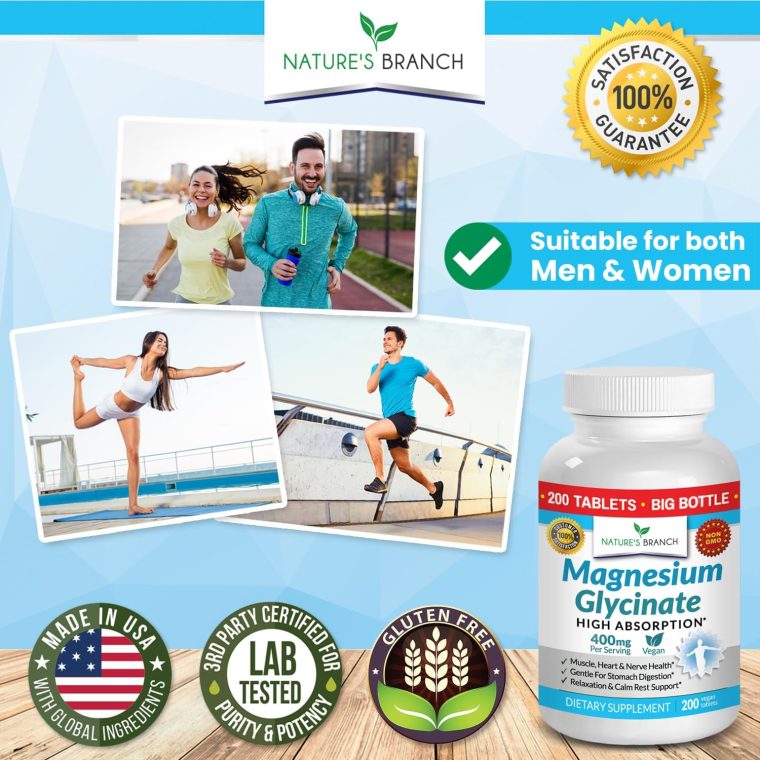 Magnesium Glycinate 400 mg - 200 Tablets - High Absorption, Non Buffered Bisglycinate Mag Supplement for Sleep, Leg Cramps, Heart, Ease Muscles, Calm Headaches for Women and Men, Non Powder Capsules - Image 8
