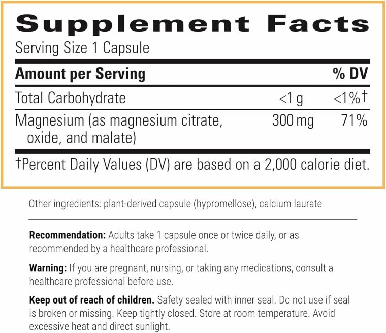 Integrative Therapeutics Tri-Magnesium - Supports Cellular Energy & Energy Metabolism* - Magnesium Supplement for Heart & Nerve Health Support* - Dairy-Free & Gluten-Free - 90 Capsules (90 Servings) - Image 2