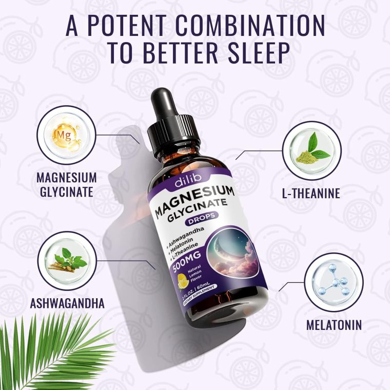 Magnesium Glycinate Supplement, Magnesium Liquid Drops with Magnesium Glycinate 500mg Vitamin B6, Ashwagandha, L - Theanine, Chamomile -Support Stress Relief, Bone, Muscle, Mood Vegan (Pack of 2) - Image 9