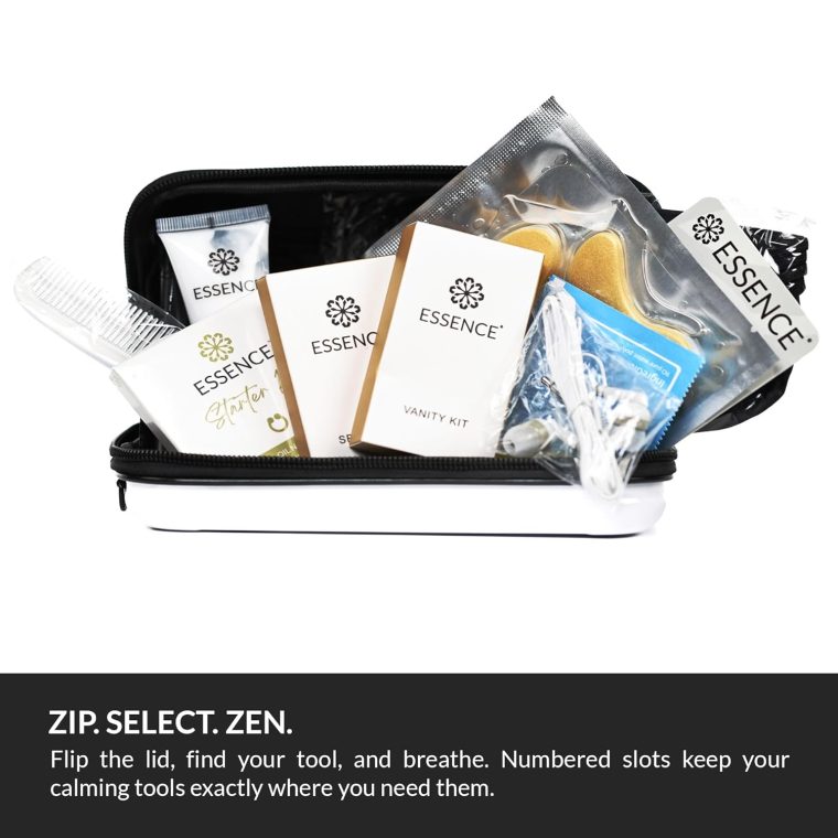 Essence Travel Amenity Kit - Compact Wellness Organizer with 5 Nasal Diffusers + 9 Traveler Comfort Essentials for Flights, Hotels & Adventures - Wearable Aromatherapy Self-Care On the Go - Image 5