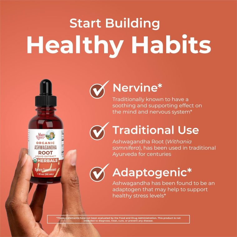 MaryRuth Organics Ashwagandha Root | USDA Organic Ashwagandha Liquid Drops | Stress Relief, Natural Calm, Relaxation and Mood Support Supplement | Adaptogenic | Nervine | Vegan | Non-GMO | 60 Servings - Image 5