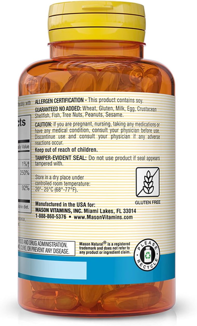 Mason Natural Calcium 1,200 mg with Vitamin D3 50 mcg (2,000 IU) - Immune Support & Bone Health*, Gluten Free, 60 Softgels - Image 3