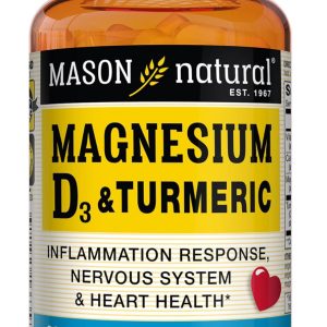 MASON NATURAL Magnesium & Vitamin D3 with Turmeric, 60 Day Supply Dietary Supplement with 500 mg Magnesium, 3000 IU Vitamin D3, and 150 mg Turmeric