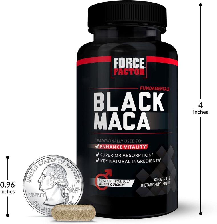 Force Factor Black Maca Root Vitality Supplement for Men with Superior Absorption and Power, Natural Maca Negra Extract, Fundamentals Series, 1000mg, 60 Capsules (Pack of 3) - Image 9